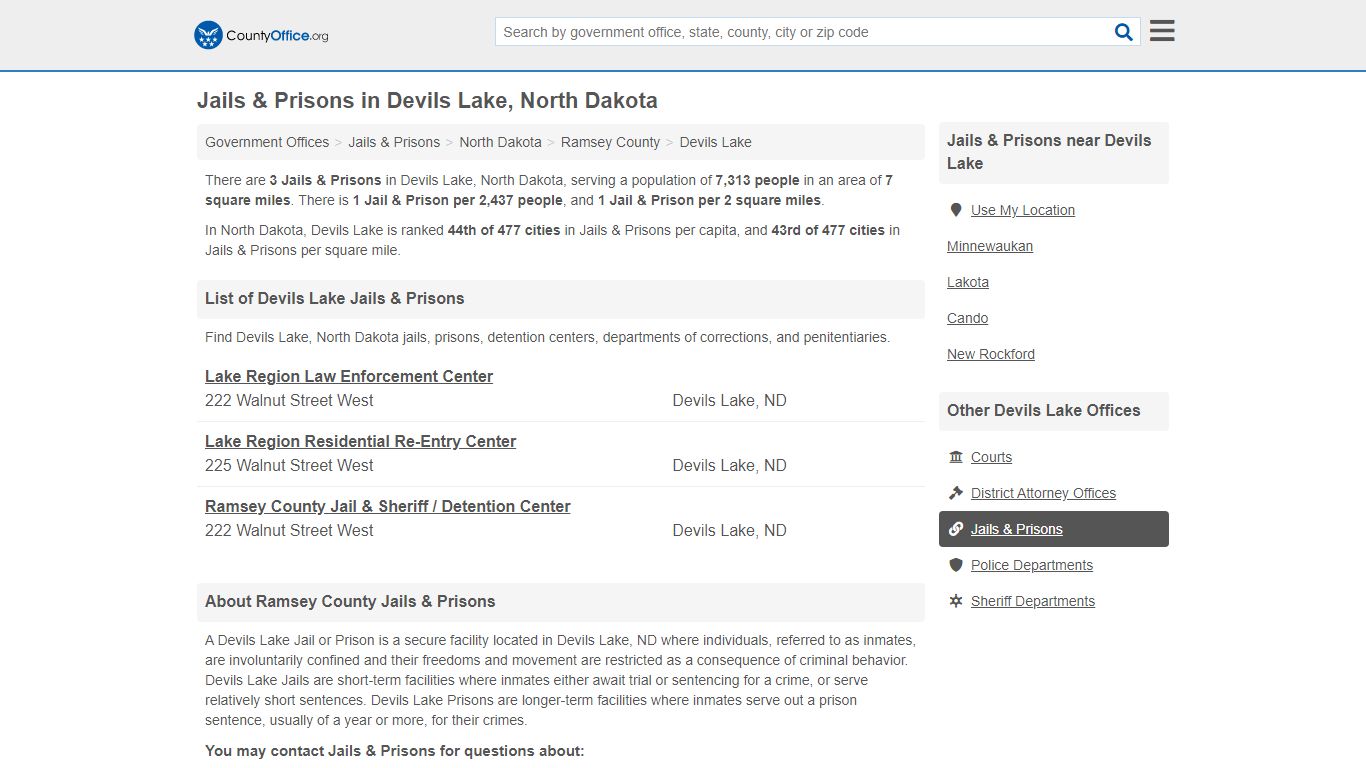 Jails & Prisons - Devils Lake, ND (Inmate Rosters & Records)