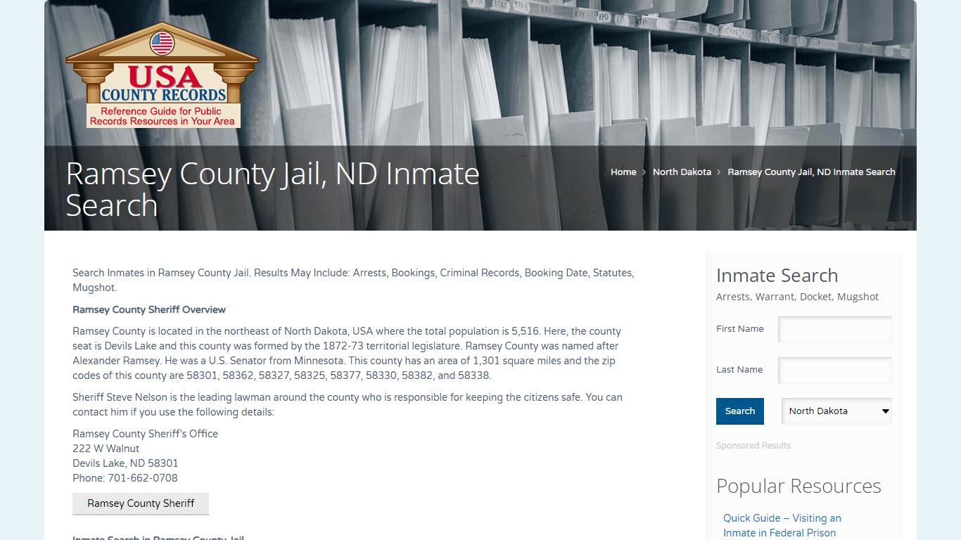 Ramsey County Jail, ND Inmate Search | Name Search